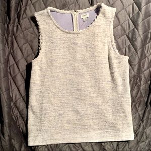 JCREW⚪️🔵Multi Textured Knit Top with Scallop Trim